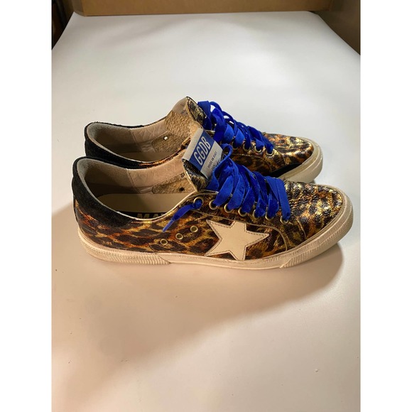 Golden Goose May Star Leopard-Print Low Sneakers Size 42 - Picture 3 of 8
